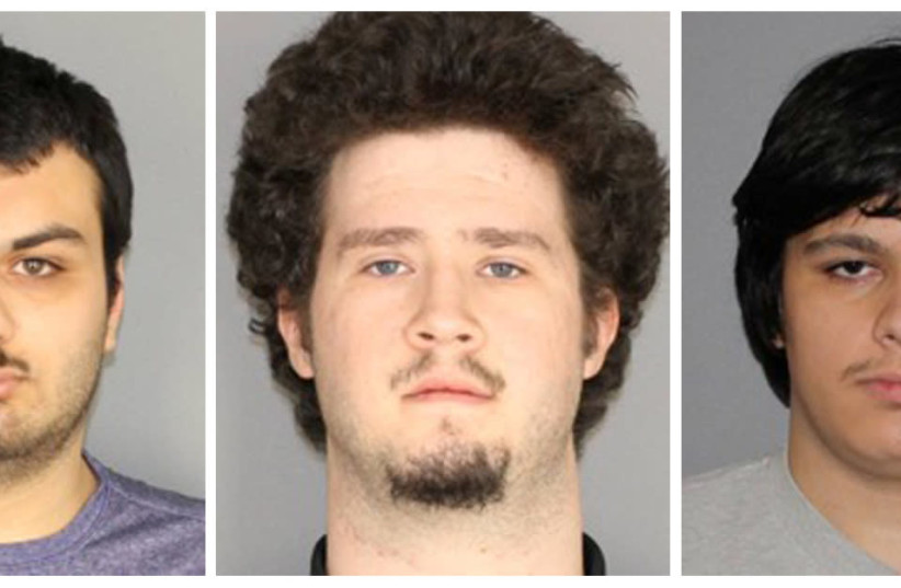 Vincent Vetromile, 19, of Greece, New York (L to R), Brian Colaneri, 20, of Gates, New York and Andrew Crysel of East Rochester, New York, arrested after planning to bomb a Muslim community in upstate New York according to authorities, are shown in these photos provided January 22, 2019 (photo credit: GREECE NEW YORK POLICE DEPARTMENT)