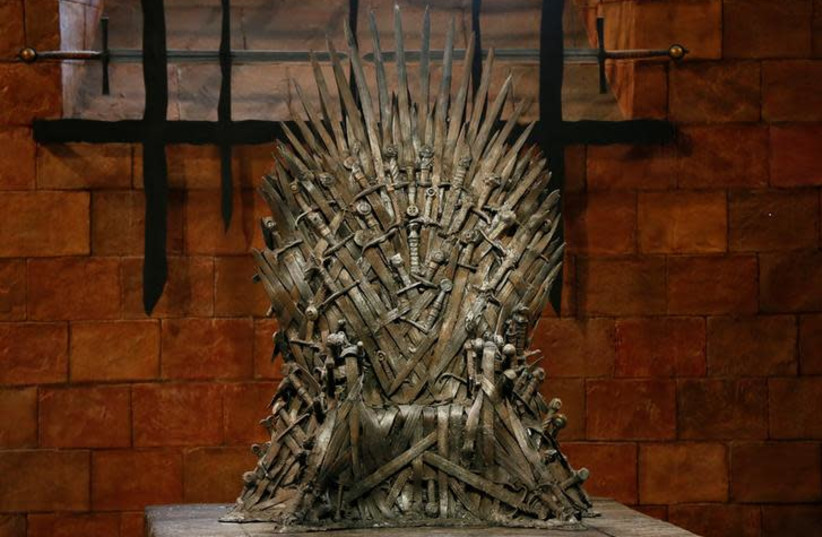 The Iron Throne is seen on the set of the television series Game of Thrones (photo credit: REUTERS/PHIL NOBLE)