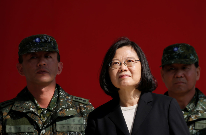 Taiwan's President Tsai Ing-wen visits the 6th Army Command, ahead of Lunar New Year, in Taoyuan (photo credit: REUTERS)