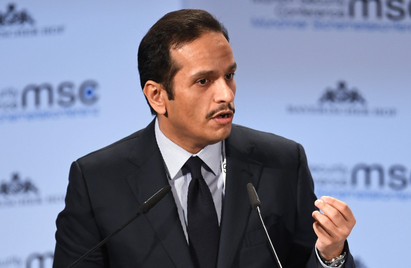 Qatar's Foreign Minister Sheikh Mohammed bin Abdulrahman Al-Thani speaks during the annual Munich Security Conference in Munich, Germany February 17, 2019. (photo credit: ANDREAS GEBERT/REUTERS)
