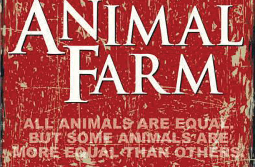 An old cover of George Orwell’s ‘Animal Farm: A Fairy Story,’ first published in England in 1945 (photo credit: WIKIPEDIA)