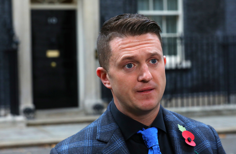Far right activist Stephen Yaxley-Lennon, who goes by the name Tommy Robinson. (photo credit: SIMON DAWSON/ REUTERS)