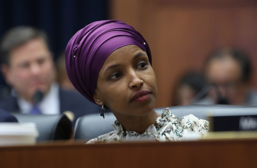 Rep. Ilhan Omar (D-MN) participates in a House Education and Labor Committee Markup on the H.R. 582 Raise The Wage Act, in the Rayburn House Office Building on March 6, 2019 in Washington, D.C (photo credit: MARK WILSON / GETTY IMAGES NORTH AMERICA / AFP)