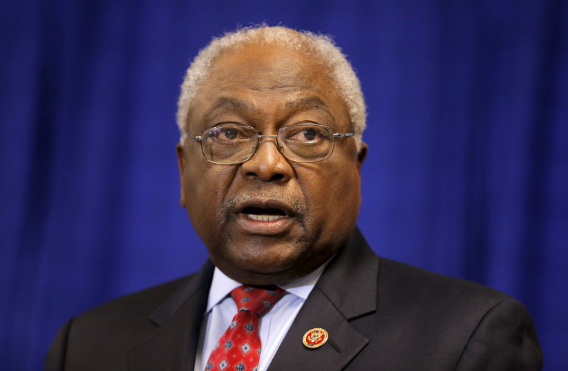 U.S. House Majority Whip Jim Clyburn speaks at a press conference held at Allen University in Columbia (photo credit: REUTERS/CHRIS KEANE)