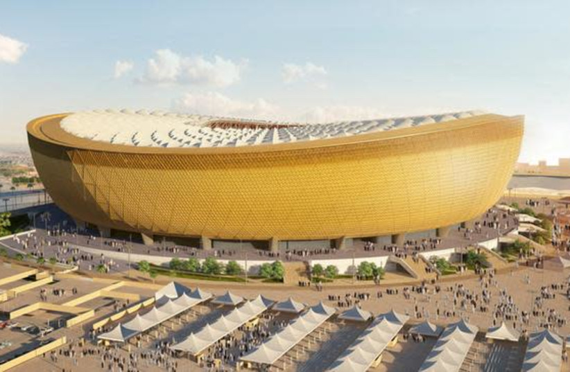 A computer generated image of Lusail Stadium that will host the 2022 FIFA World Cup final, with seating capacity of 80,000, in Lusail City, north of central Doha, Qatar (photo credit: REUTERS)