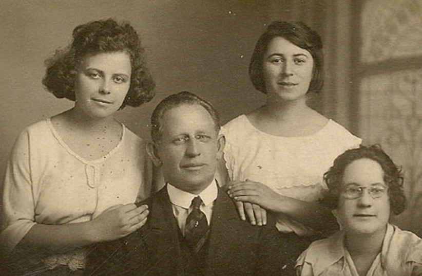 Isaac Ochberg with Leah Zaicka, and Clara and Sally Tannenbaum, older orphans who were brought out as nurses (photo credit: COURTESY DAVID SOLLY SANDLER)