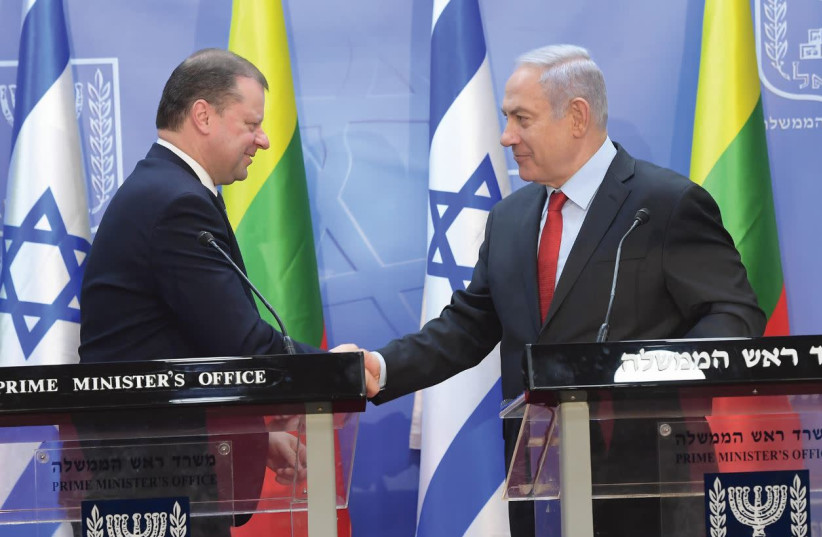 Prime Minister Benjamin Netanyahu and Lithunian Prime Minister Benjamin Netanyahu  (photo credit: AMOS BEN-GERSHOM/GPO)