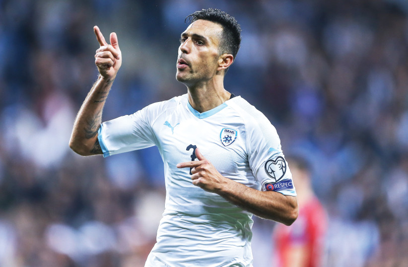 ERAN ZAHAVI has scored four of Israel’s five total goals in the its first two games – a victory and a draw – of the Euro 2020 qualification campaign (photo credit: MAOR ELKASLASI)