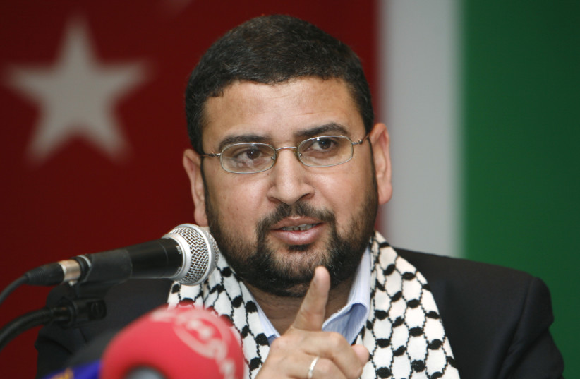 Hamas spokesman Sami Abu-Zuhri (photo credit: REUTERS/OSMAN ORSAL)