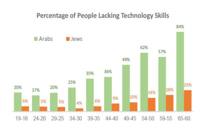 Percentage of People Lacking Technology Skills (photo credit: Courtesy)