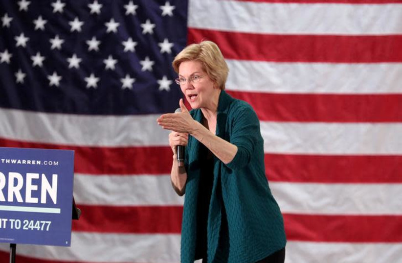 Democratic 2020 U.S. presidential candidate and U.S. Senator Elizabeth Warren (D-MA) (photo credit: REUTERS/KAREN PULFER FOCHT)