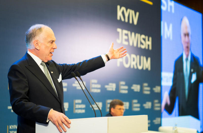 World Jewish Congress President Ronald S. Lauder speaks at the Kyiv Jewish Forum (photo credit: JEWISH CONFEDERATION OF UKRAINE)