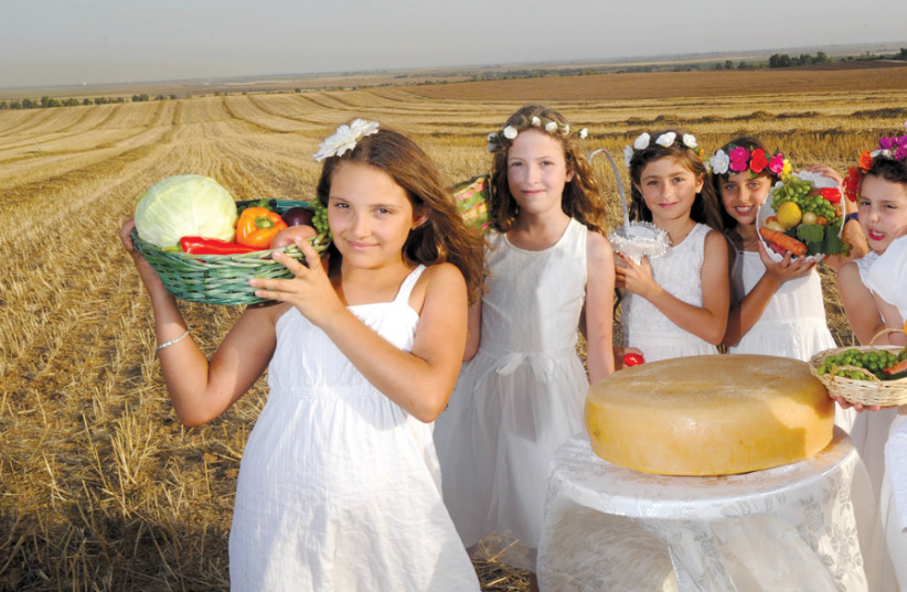 DRESSED IN their Shavuot best in the Northern Negev. (photo credit: HAIM HORENSTEIN)