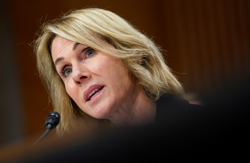 Kelly Craft testifies before a Senate Foreign Relations Committee hearing on her nomination to be U.S. ambassador to the United Nations in Washington (photo credit: KEVIN LAMARQUE/REUTERS)