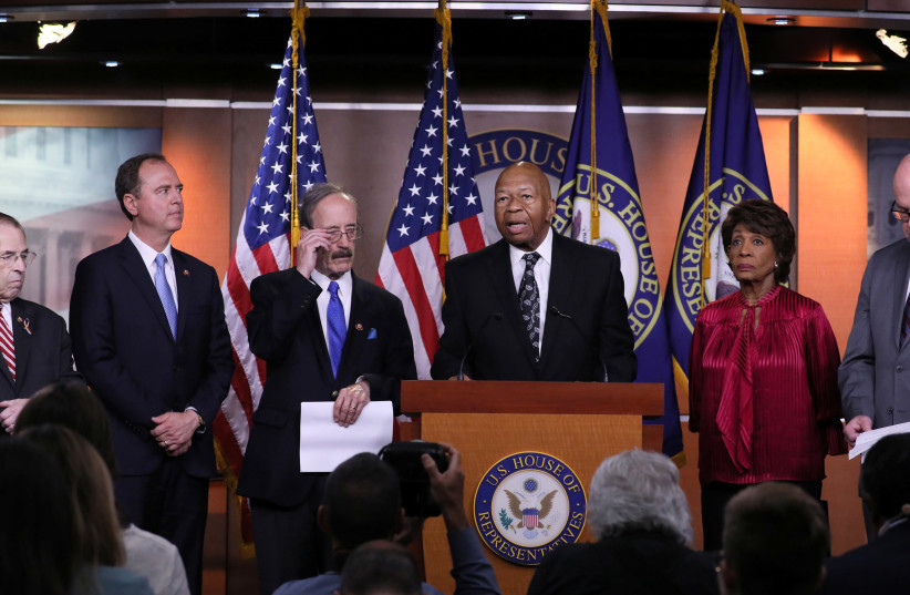 Democratic U.S. House committee chairmen Nadler, Engel, Cummings, Schiff, Waters and McGovern hold a news conference to discuss their investigations into the Trump administration (photo credit: REUTERS/JONATHAN ERNST)