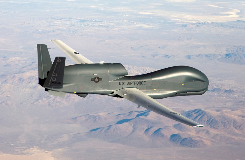 An undated U.S. Air Force handout photo of a RQ-4 Global Hawk unmanned aircraft (photo credit: U.S. AIR FORCE/BOBBI ZAPKA/HANDOUT/FILES VIA REUTERS)