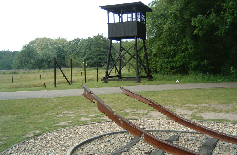 A monument at former Nazi transition-camp Westerbork in the Netherlands . (photo credit: BLACKNIGHT/WIKIMEDIA COMMONS)