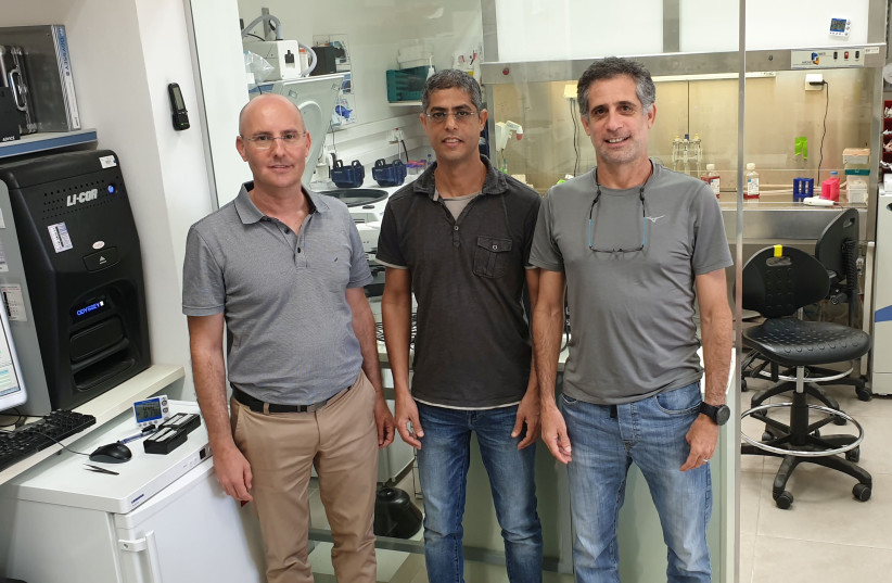 From left to right: Prof. Udi Qimron, Dr. Ido Yosef and Dr. Motti Gerlic (photo credit: TEL AVIV UNIVERSITY)