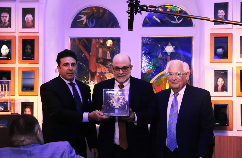 Fox News's Mark Levin receives the Friends of Zion Award in Jerusalem (photo credit: YOSSI ZAMIR)