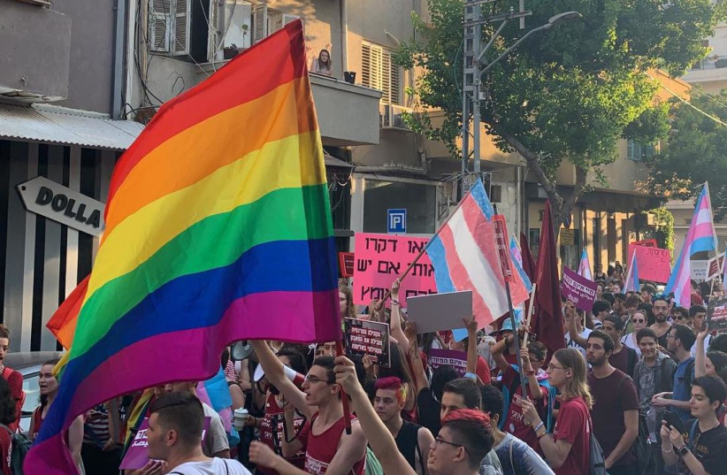 Pro-LGBTQ protest in Tel Aviv (photo credit: YUVAL BAGNO)