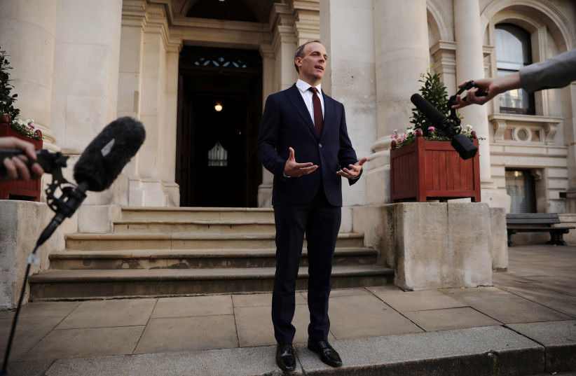 Dominic Raab is seen at the Foreign and Commonwealth building after being appointed as the Foreign Secretary by Britain's new Prime Minister Boris Johnson in London, Britain (photo credit: REUTERS)
