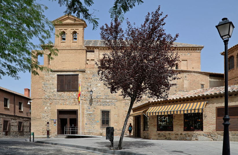 The exterior of what was once the El Transito Synagogue in Toledo, Spain founded in the 1300s (photo credit: Wikimedia Commons)