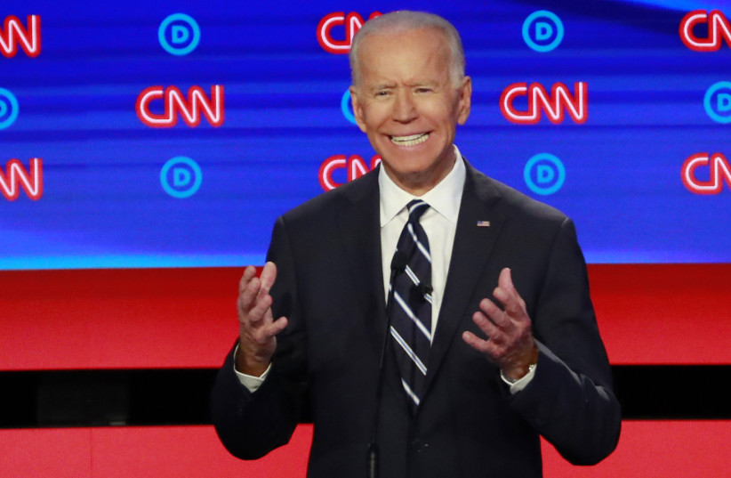 Former Vice President Joe Biden speaks on the second night of the second U.S. 2020 presidential Democratic candidates debate in Detroit, Michigan (photo credit: REUTERS)