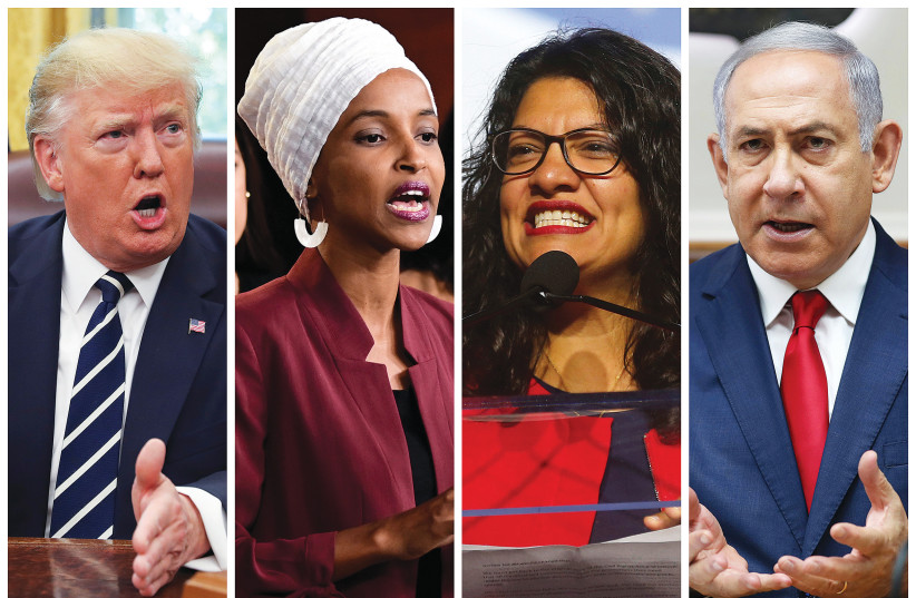 US PRESIDENT Donald Trump takes on US Representatives Rashida Tlaib and Ilhan Omar. Are American Jews stuck between a rock and hard place? (photo credit: REUTERS)