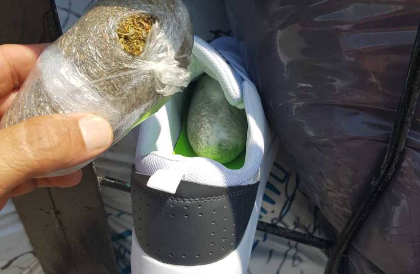 Several kilograms of synthetic drugs found in sneakers (photo credit: TAX AUTHORITY)
