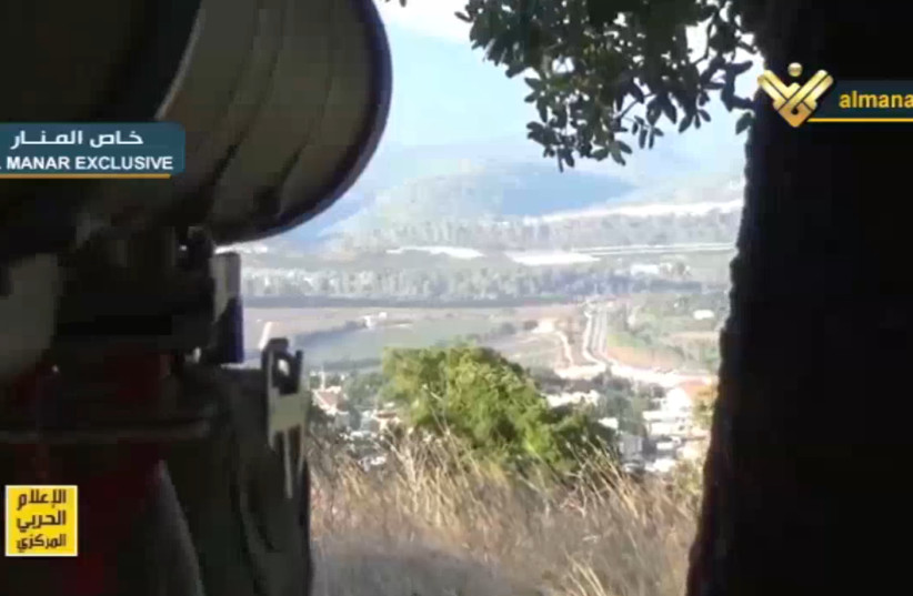 Footage of Hezbollah anti-tank missile attack on IDF vehicle near Avivim in Galilee (photo credit: SCREENSHOT/ AL MANAR)