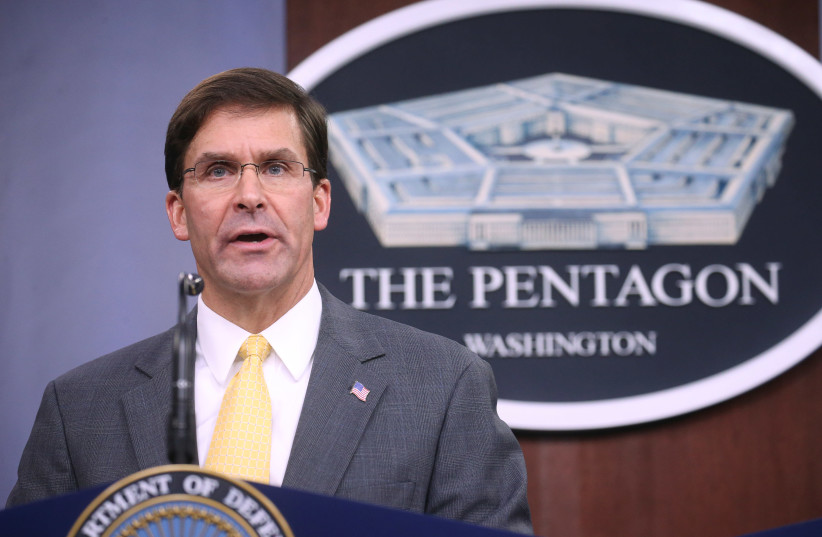 U.S. Defense Secretary Mark Esper holds his first news conference at the Pentagon in Arlington, Virginia, U.S., August 28, 2019 (photo credit: REUTERS)