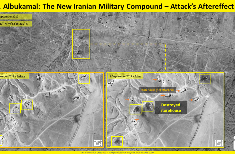 Satellite imaging shows attack on military base on Syria-Iraq border. (photo credit: IMAGESAT INTERNATIONAL (ISI))