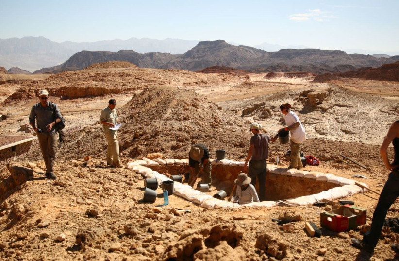 Excavations of ancient copper mines as part of Tel Aviv University’s Central Timna Valley Project. Copper production technologies and the organization of the industry reflect the society responsible for this enterprise (photo credit: E. BEN-YOSEF AND THE CENTRAL TIMNA VALLEY PROJECT)