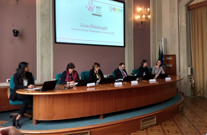 The project “Not in my name” is presented at the Italian Ministry of Education on Septemer 24, 2019.  (photo credit: COURTESY OF PAGINE EBRAICHE)