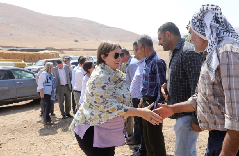 European Union’s Special Representative for the Middle East Peace Process Susanna Terstal visiting the Jordan Valley (photo credit: EUROPEAN UNION)