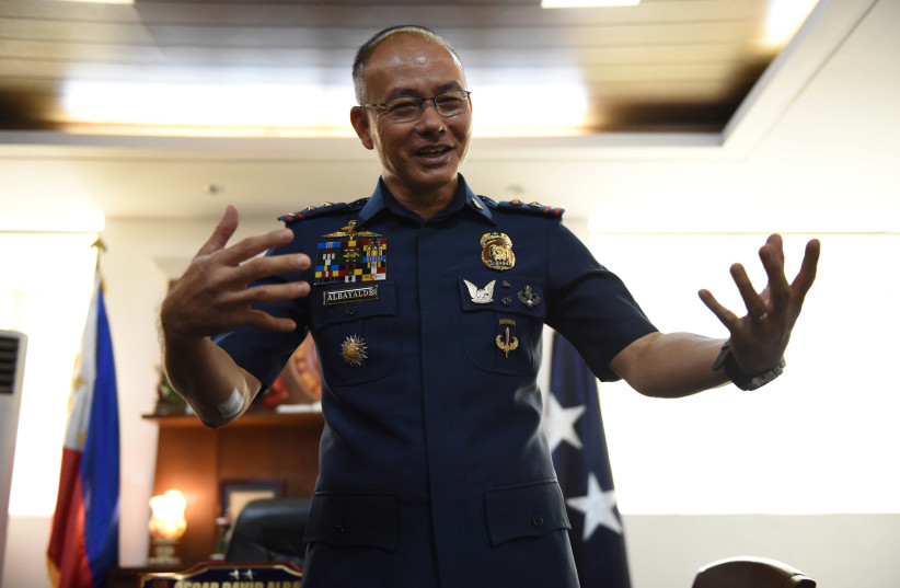 National Capital Region Police Director Oscar Albayalde gestures during an interview with Reuters in Taguig City, Philippines on June 6, 2017. Picture taken June 6, 2017. (photo credit: DONDI TAWATAO/ REUTERS)