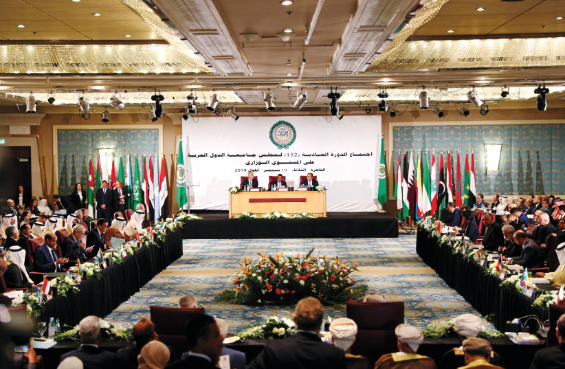 ARAB FOREIGN MINISTERS and delegates attend the annual Arab League meeting in Cairo last month (photo credit: MOHAMED ABD EL GHANY/REUTERS)