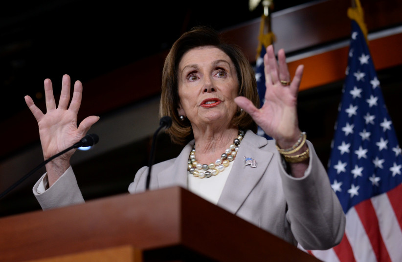 U.S. House Speaker Nancy Pelosi speaks during a news conference on Capitol Hill in Washington, U.S., October 17, 2019.  (photo credit: REUTERS/ERIN SCOTT)