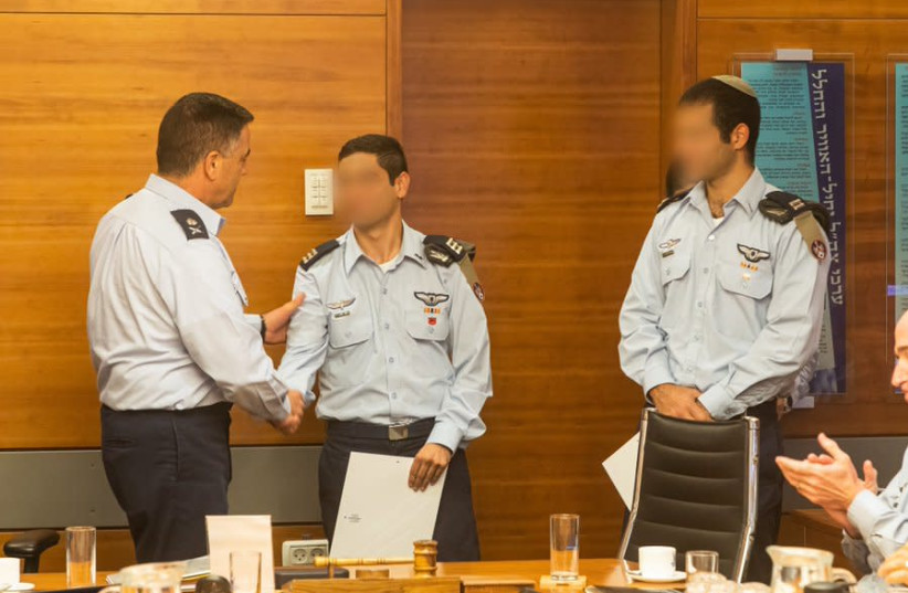 Pilots of F-15 jet involved in training accident awarded certificate by IAF Commander (photo credit: IAF)