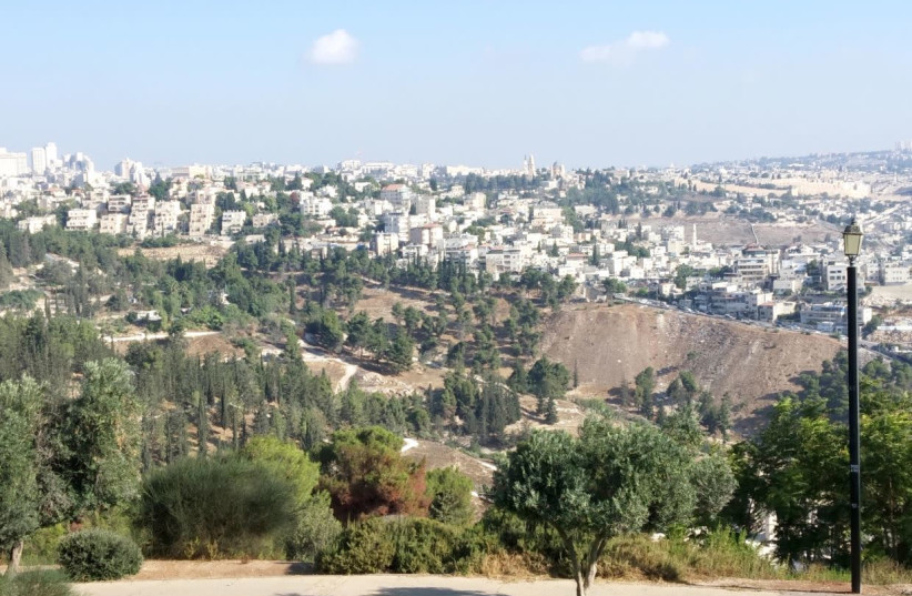 THE HISTORIC Kidron Valley, as seen from the Haas Promenade (photo credit: CASSANDRA GOMES HOCHBERG)