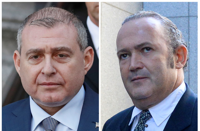 A combination file picture shows Ukrainian-American businessman Lev Parnas and Russian born businessman Igor Fruman exiting the United States Courthouse in the Manhattan borough of New York City, U.S., October 23, 2019.  (photo credit: REUTERS/SHANNON STAPLETON)