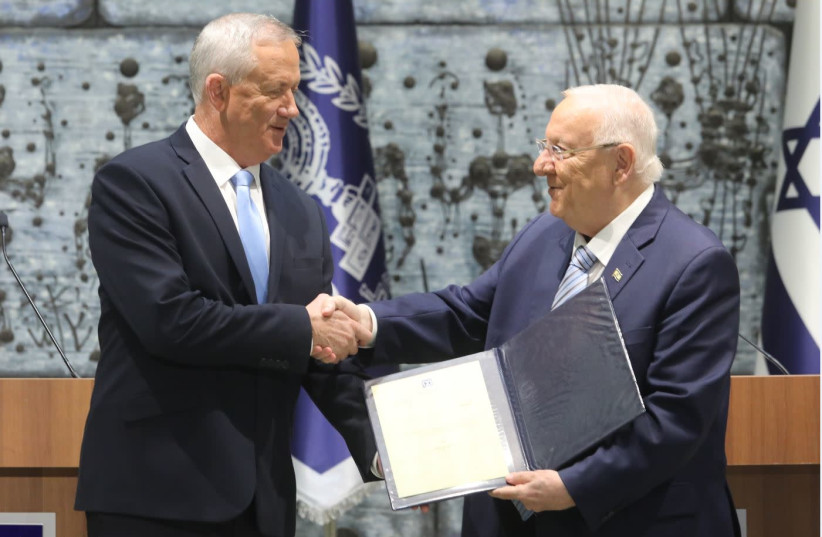 Blue and White leader Benny Gantz was given the mandate and 28 days to form a new government by President Reuven Rivlin (photo credit: MARC ISRAEL SELLEM)