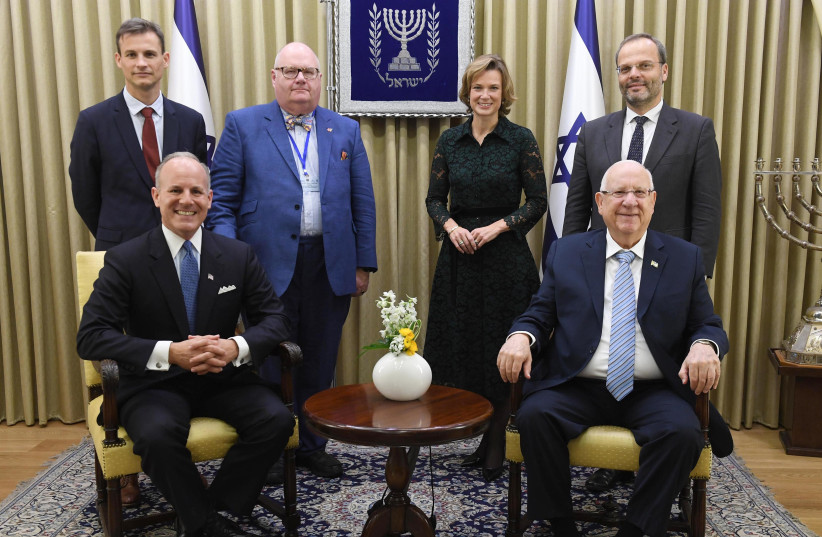 President Rueven Rivlin with US and European Envoys to Combat Antisemitism  (photo credit: MARK NEIMAN - GPO)