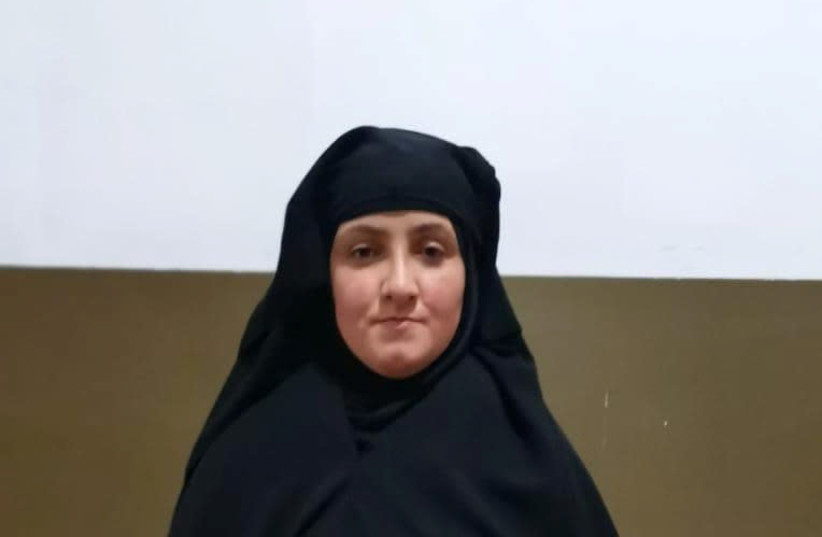 A woman, believed to be the daughter-in-law of Rasmiya Awad, sister of slain Islamic State leader Abu Bakr al-Baghdadi (photo credit: TURKISH SECURITY OFFICIALS/REUTERS)