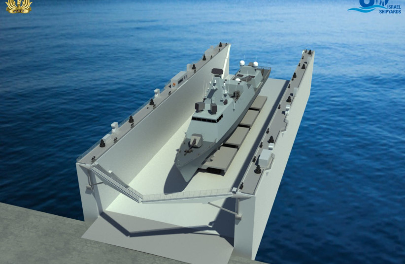 Floating dock from Israel Shipyards (photo credit: MINISTRY OF DEFENSE SPOKESPERSON'S OFFICE)