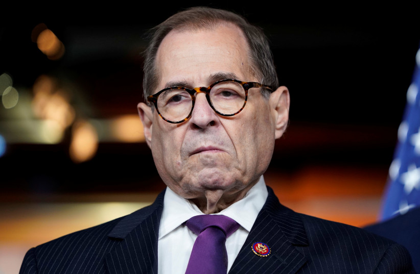 Chairman of the House Judiciary Committee Jerrold Nadler (D-NY) waits to speak during a media briefing after a House vote approving rules for an impeachment inquiry into U.S. President Trump on Capitol Hill in Washington, U.S., October 31, 2019 (photo credit: REUTERS/JOSHUA ROBERTS)