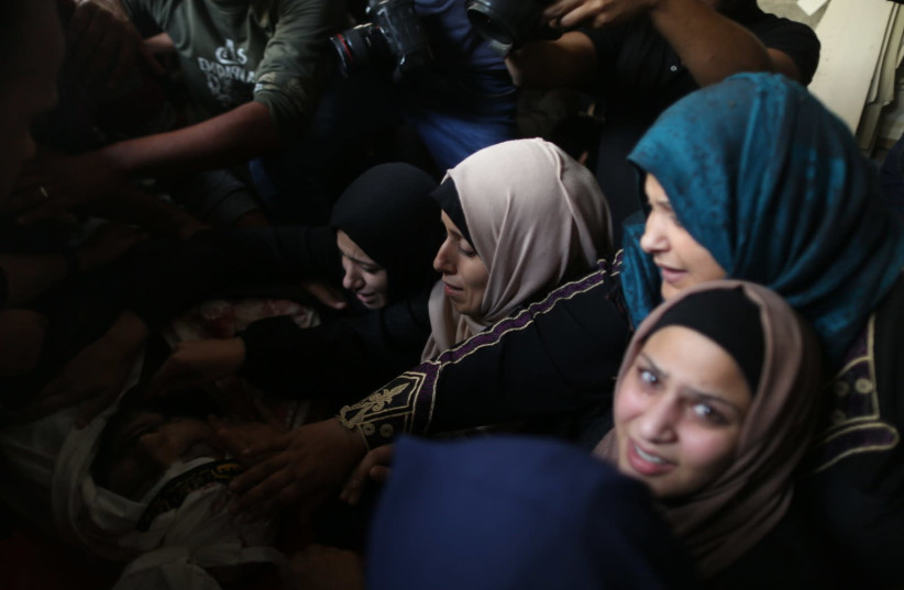 Funeral for a Palestinian citizen who was killed in Gaza on Wednesday (photo credit: TPS)