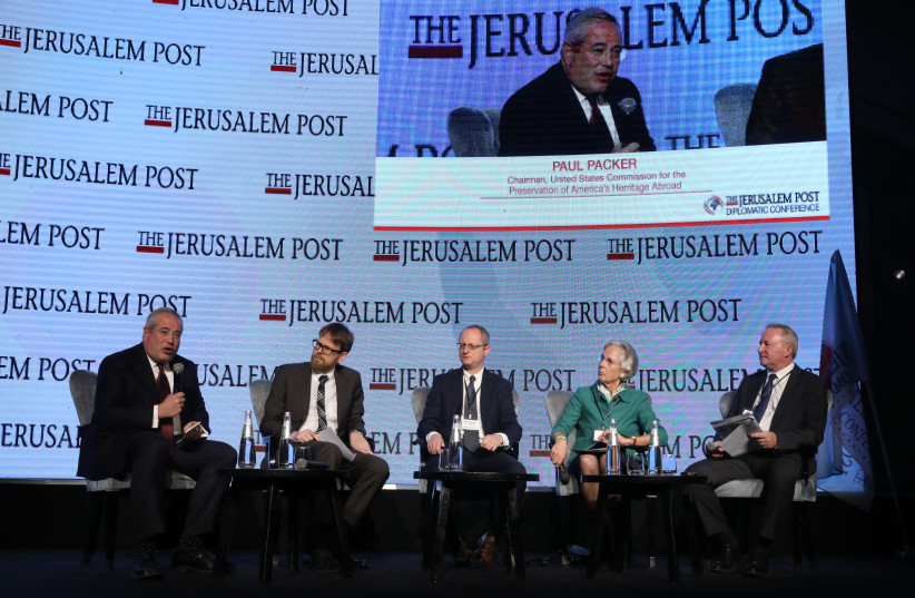  Paul Packer, Chairman, United States Commission for the Preservation of America's Herritage Abroad, speaks at the Jerusalem Post Diplomatic Conference in a panel on antisemitism alongside others. (photo credit: MARC ISRAEL SELLEM/THE JERUSALEM POST)