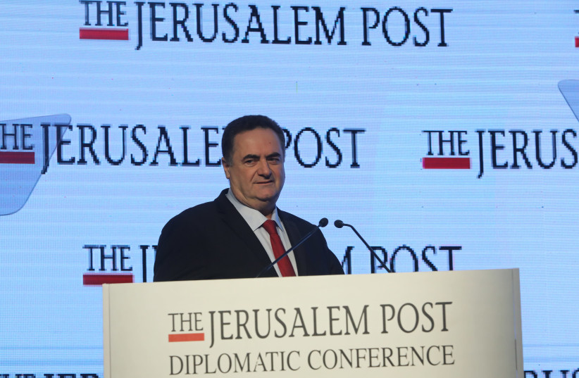 Foreign Minister Israel Katz speaks at The Jerusalem Post Diplomatic Conference. (credit: MARC ISRAEL SELLEM/THE JERUSALEM POST)