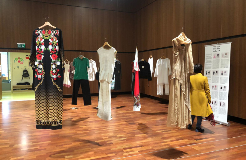 The Tel Aviv Municipality displays the "She's Gone" exhibit, made up of clothing owned by women who were killed by their spouses. (photo credit: KEREN GOLSTEIN YEHEZKELI)